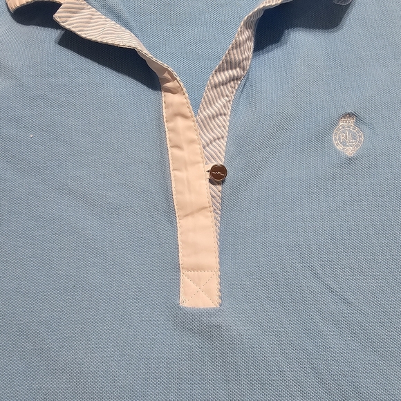 Vintage Lauren Ralph Lauren Active Polo Shirt Women’s 1X Light Blue White Collar - Picture 9 of 13